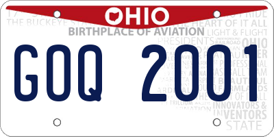 OH license plate GOQ2001