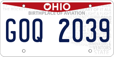 OH license plate GOQ2039