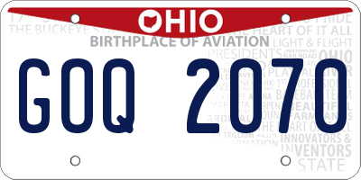 OH license plate GOQ2070