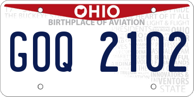 OH license plate GOQ2102