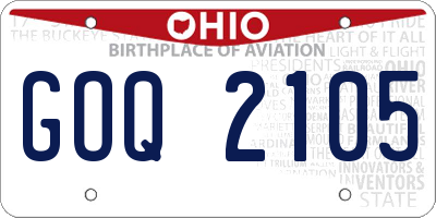 OH license plate GOQ2105