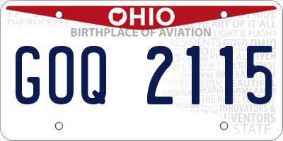 OH license plate GOQ2115