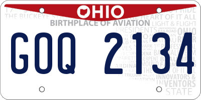 OH license plate GOQ2134