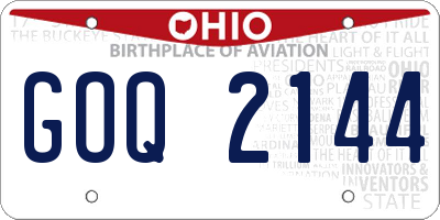 OH license plate GOQ2144