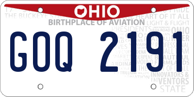 OH license plate GOQ2191