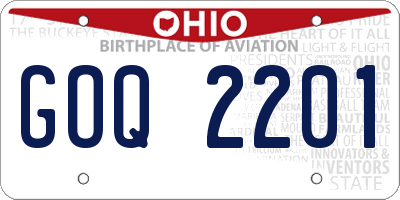 OH license plate GOQ2201