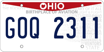 OH license plate GOQ2311