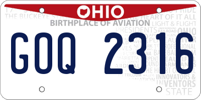 OH license plate GOQ2316