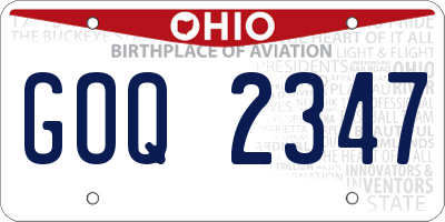 OH license plate GOQ2347