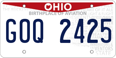 OH license plate GOQ2425