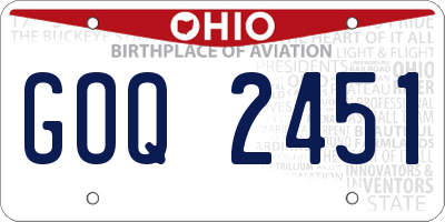 OH license plate GOQ2451