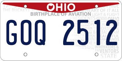 OH license plate GOQ2512