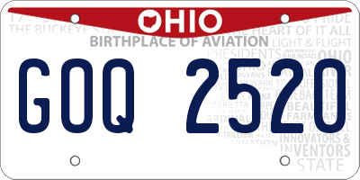 OH license plate GOQ2520