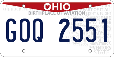 OH license plate GOQ2551