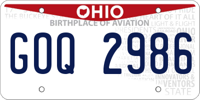 OH license plate GOQ2986