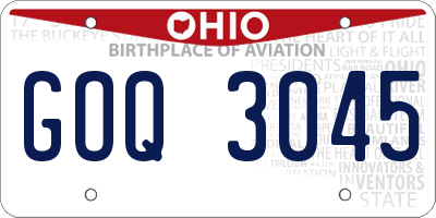 OH license plate GOQ3045