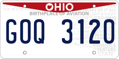 OH license plate GOQ3120