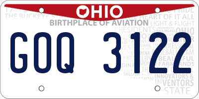 OH license plate GOQ3122