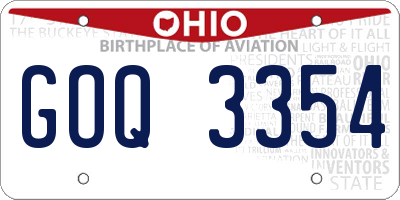OH license plate GOQ3354