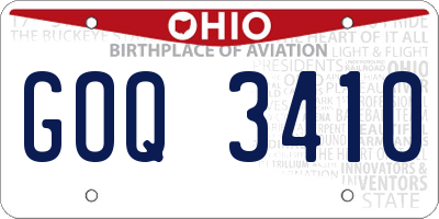 OH license plate GOQ3410