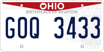 OH license plate GOQ3433