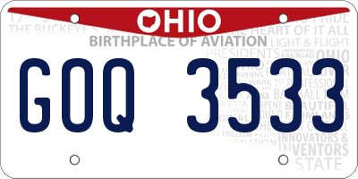 OH license plate GOQ3533