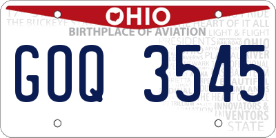 OH license plate GOQ3545