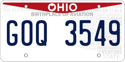 OH license plate GOQ3549