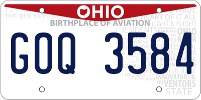 OH license plate GOQ3584
