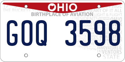 OH license plate GOQ3598