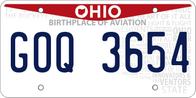 OH license plate GOQ3654