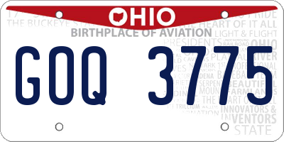 OH license plate GOQ3775