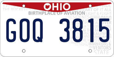 OH license plate GOQ3815