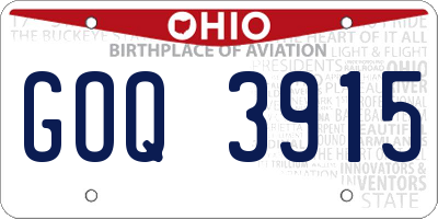 OH license plate GOQ3915