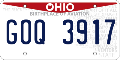 OH license plate GOQ3917