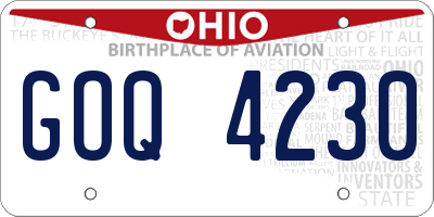 OH license plate GOQ4230