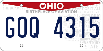 OH license plate GOQ4315