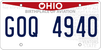 OH license plate GOQ4940