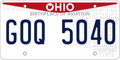 OH license plate GOQ5040