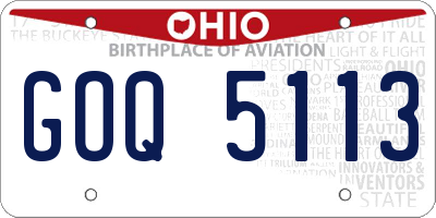 OH license plate GOQ5113