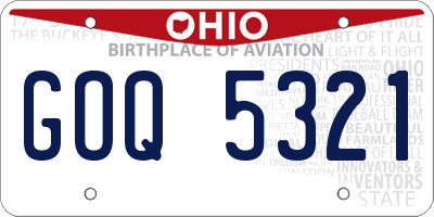 OH license plate GOQ5321