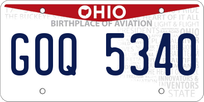 OH license plate GOQ5340