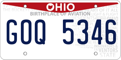 OH license plate GOQ5346