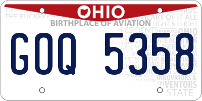 OH license plate GOQ5358