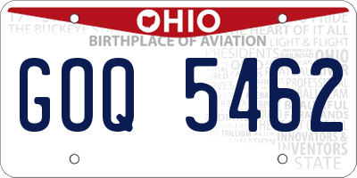 OH license plate GOQ5462