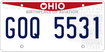OH license plate GOQ5531
