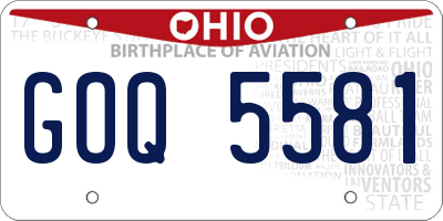 OH license plate GOQ5581