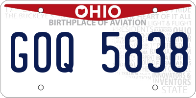 OH license plate GOQ5838