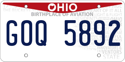 OH license plate GOQ5892