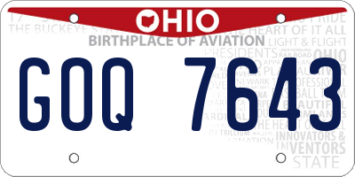 OH license plate GOQ7643